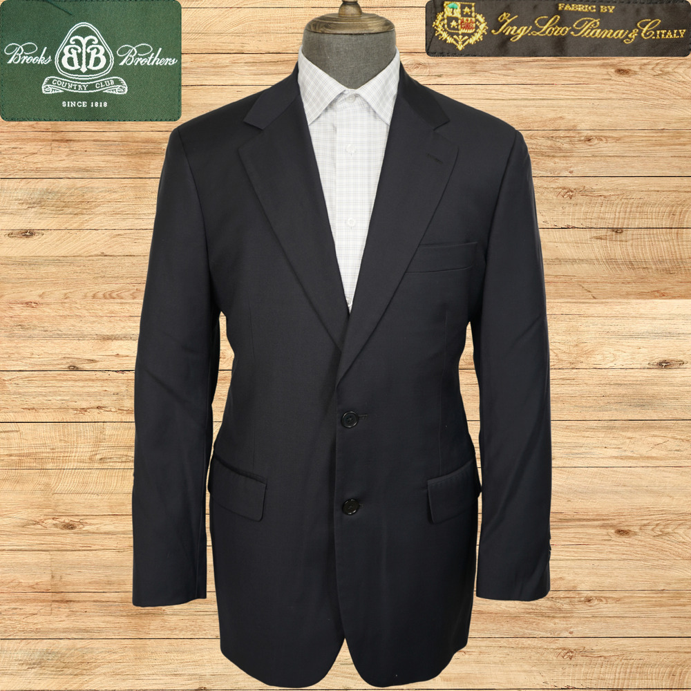 Brooks Brothers Country Club Blazer Mens 39R Black Loro Piana Wool USA